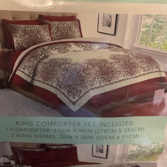 Stacy Adams Burgundy and White Comforter Set - Picture 4 of 5